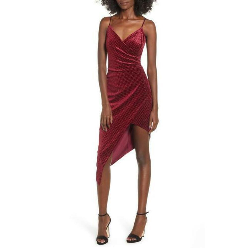 Love, Nickie Lew Women's Velvet Surplice Sleeveless Dress In Wine Size S